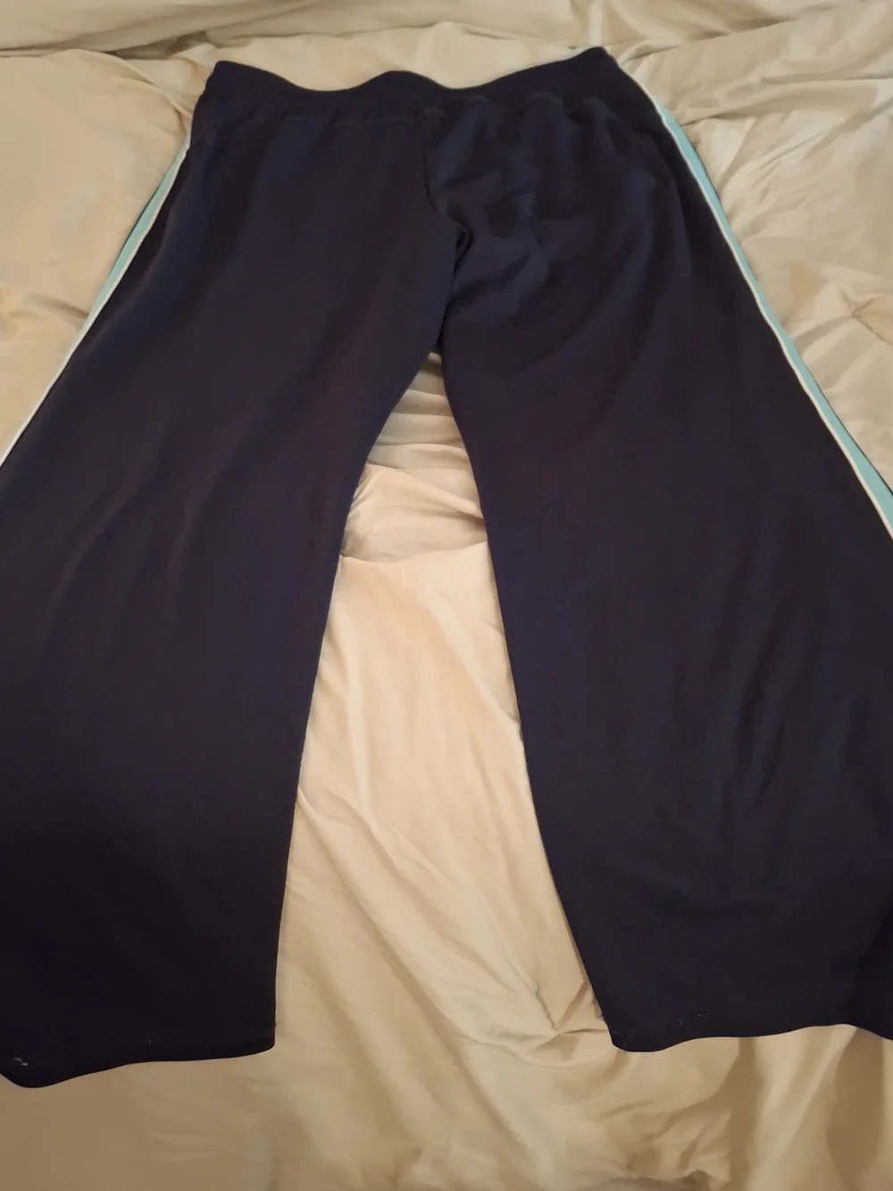 Made For Life Women's Navy Track Pants with Light Teal Side Stripes - Picture 6 of 7